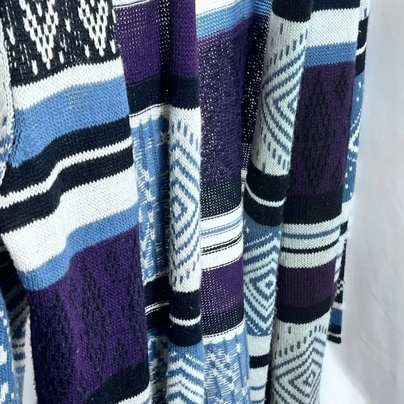 Longline Knit Cardigan Sweater Duster Geometric Aztec Boho Southwestern purple - Picture 9 of 11